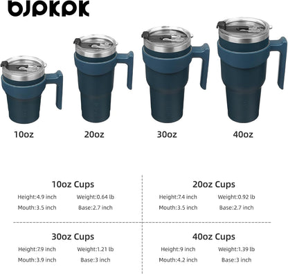 20 oz Tumbler with Handle & Straw, Insulated Stainless Steel Mug | Double Wall Vacuum, Keeps Hot/Cold, Thermal Cup, BPA Free, Dishwasher Safe, Cupholder Fit, Coffee & Travel, Indigo Black