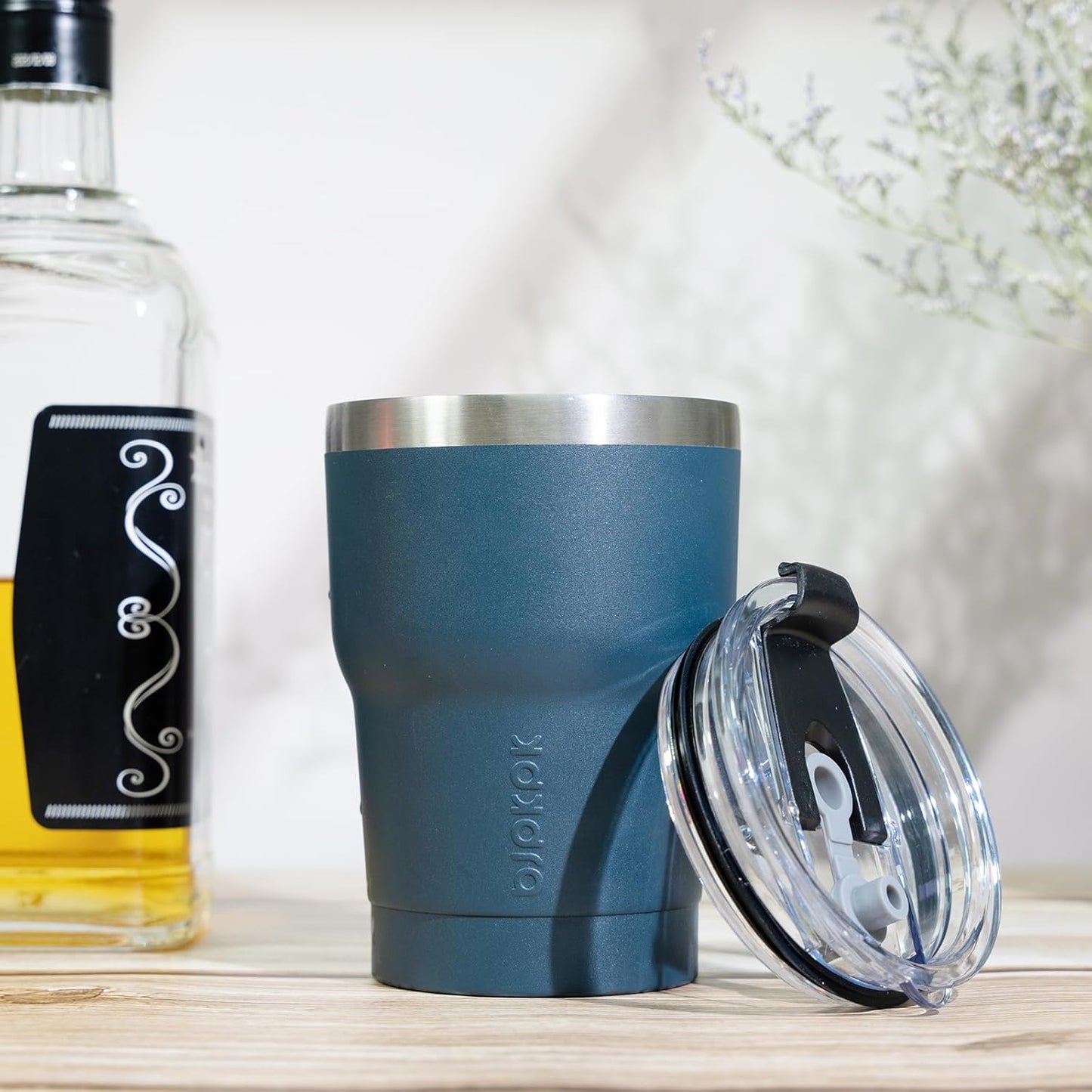 20 oz Tumbler with Handle & Straw, Insulated Stainless Steel Mug | Double Wall Vacuum, Keeps Hot/Cold, Thermal Cup, BPA Free, Dishwasher Safe, Cupholder Fit, Coffee & Travel, Indigo Black