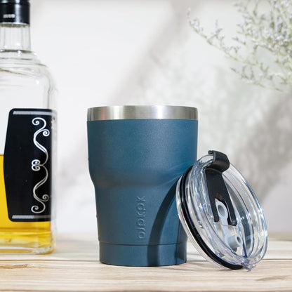 20 oz Tumbler with Handle & Straw, Insulated Stainless Steel Mug | Double Wall Vacuum, Keeps Hot/Cold, Thermal Cup, BPA Free, Dishwasher Safe, Cupholder Fit, Coffee & Travel, Indigo Black