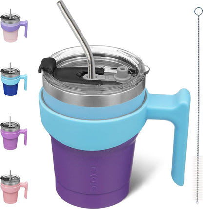 20 oz Tumbler with Handle & Straw, Insulated Stainless Steel Mug | Double Wall Vacuum, Keeps Hot/Cold, Thermal Cup, BPA Free, Dishwasher Safe, Cupholder Fit, Coffee & Travel, Indigo Black