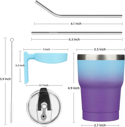 20 oz Tumbler with Handle & Straw, Insulated Stainless Steel Mug | Double Wall Vacuum, Keeps Hot/Cold, Thermal Cup, BPA Free, Dishwasher Safe, Cupholder Fit, Coffee & Travel, Indigo Black