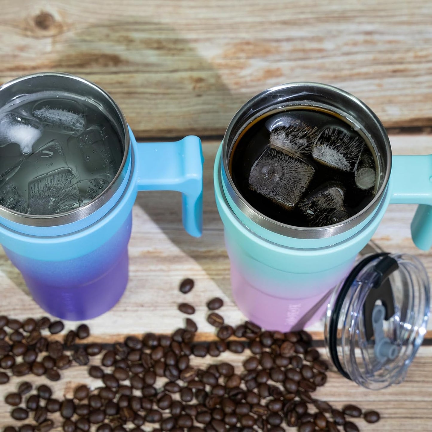 20 oz Tumbler with Handle & Straw, Insulated Stainless Steel Mug | Double Wall Vacuum, Keeps Hot/Cold, Thermal Cup, BPA Free, Dishwasher Safe, Cupholder Fit, Coffee & Travel, Indigo Black