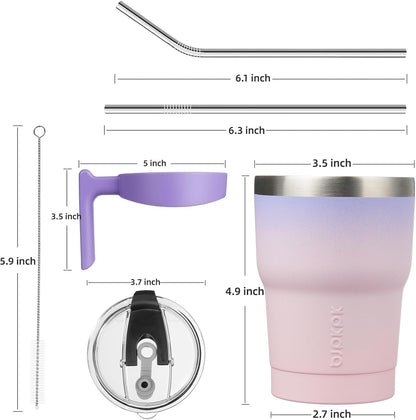 20 oz Tumbler with Handle & Straw, Insulated Stainless Steel Mug | Double Wall Vacuum, Keeps Hot/Cold, Thermal Cup, BPA Free, Dishwasher Safe, Cupholder Fit, Coffee & Travel, Indigo Black