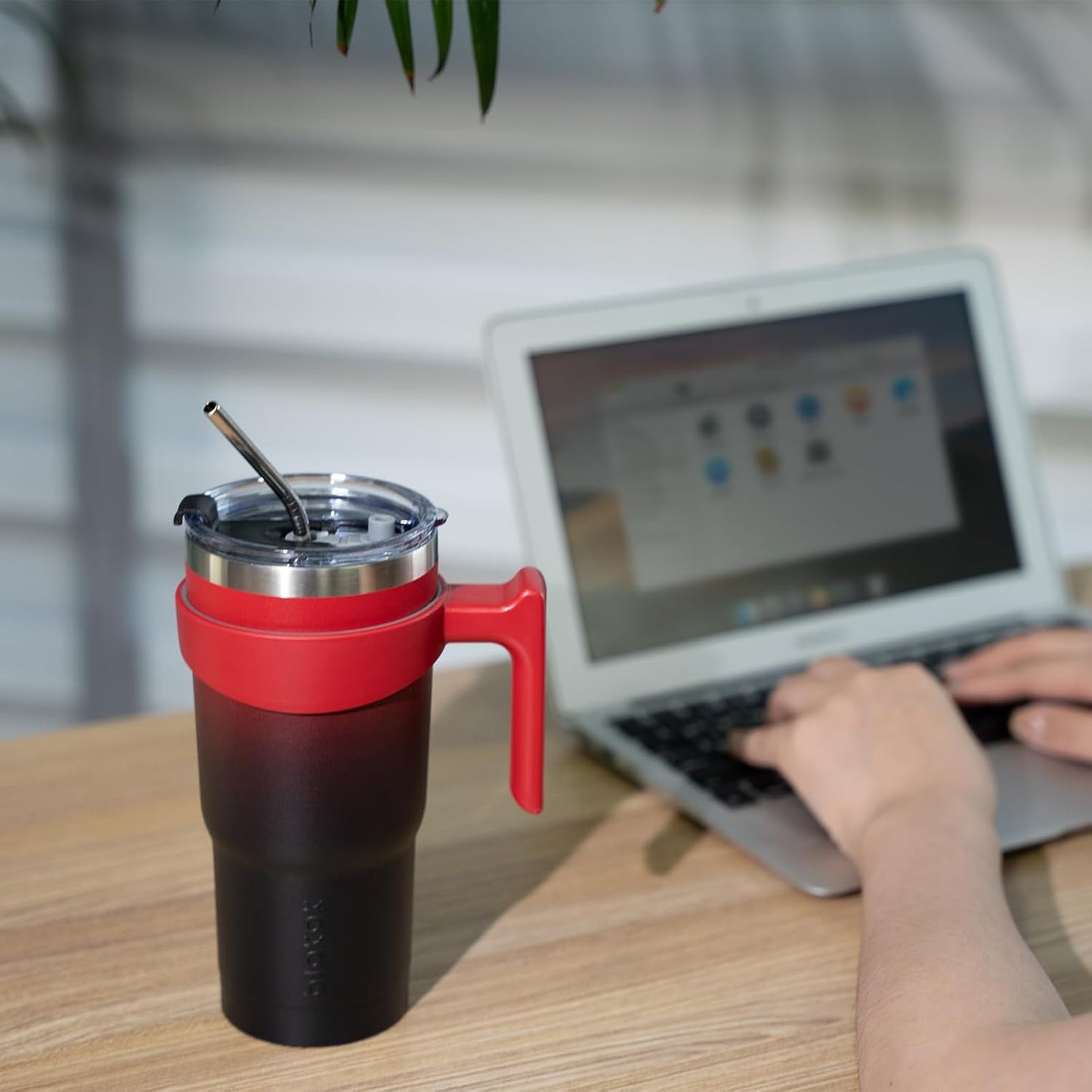 20 oz Tumbler with Handle & Straw, Insulated Stainless Steel Mug | Double Wall Vacuum, Keeps Hot/Cold, Thermal Cup, BPA Free, Dishwasher Safe, Cupholder Fit, Coffee & Travel, Indigo Black