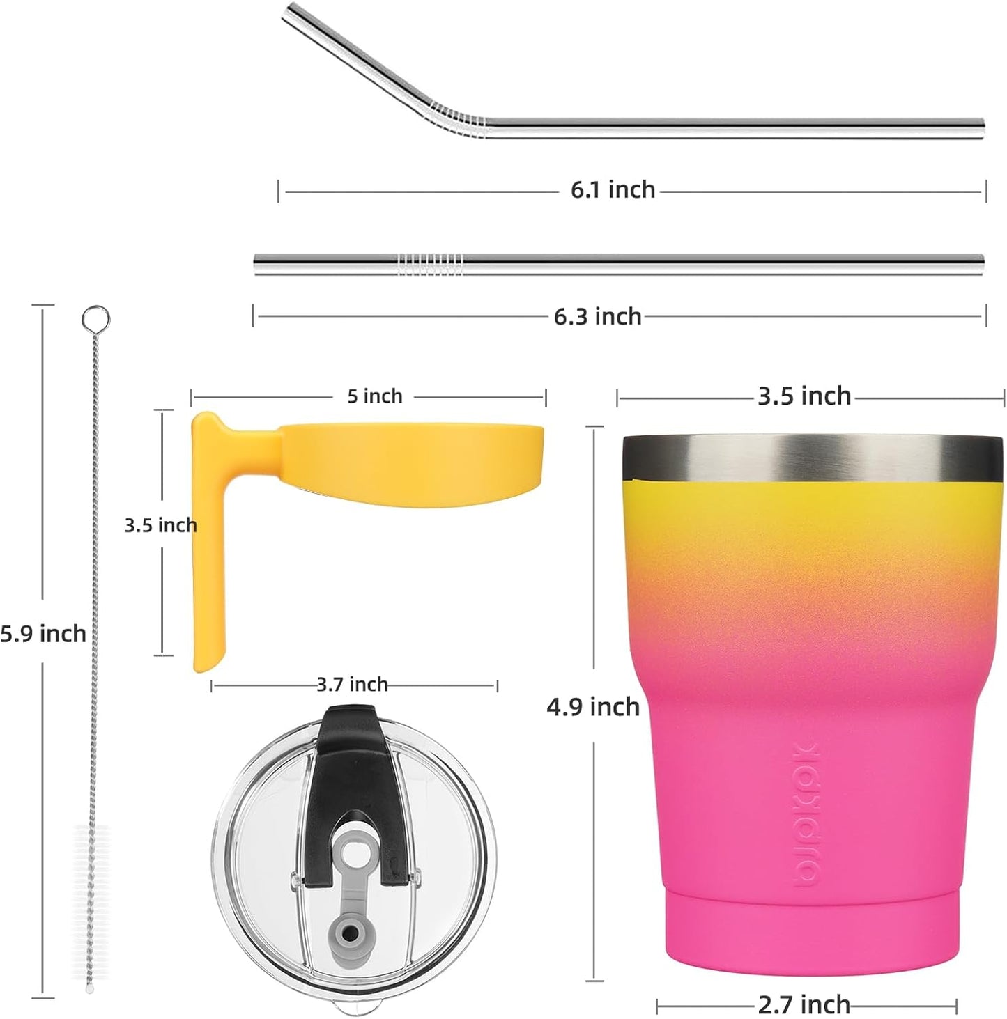 20 oz Tumbler with Handle & Straw, Insulated Stainless Steel Mug | Double Wall Vacuum, Keeps Hot/Cold, Thermal Cup, BPA Free, Dishwasher Safe, Cupholder Fit, Coffee & Travel, Indigo Black
