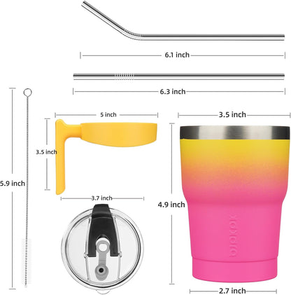 20 oz Tumbler with Handle & Straw, Insulated Stainless Steel Mug | Double Wall Vacuum, Keeps Hot/Cold, Thermal Cup, BPA Free, Dishwasher Safe, Cupholder Fit, Coffee & Travel, Indigo Black
