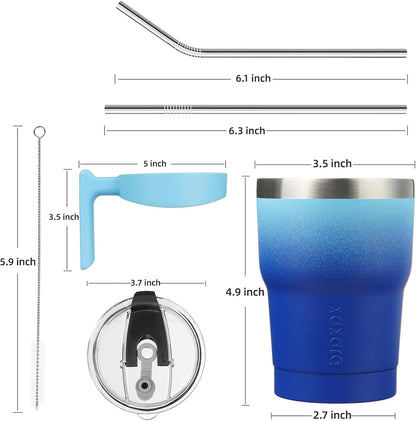 20 oz Tumbler with Handle & Straw, Insulated Stainless Steel Mug | Double Wall Vacuum, Keeps Hot/Cold, Thermal Cup, BPA Free, Dishwasher Safe, Cupholder Fit, Coffee & Travel, Indigo Black