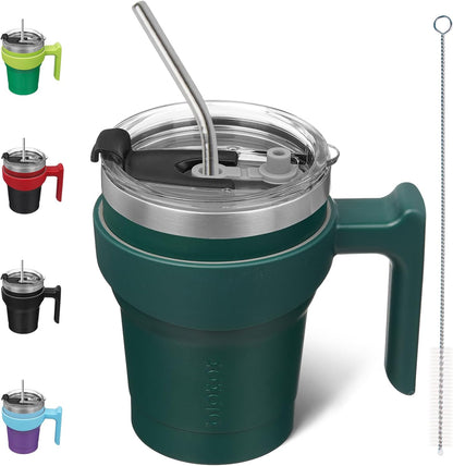 20 oz Tumbler with Handle & Straw, Insulated Stainless Steel Mug | Double Wall Vacuum, Keeps Hot/Cold, Thermal Cup, BPA Free, Dishwasher Safe, Cupholder Fit, Coffee & Travel, Indigo Black