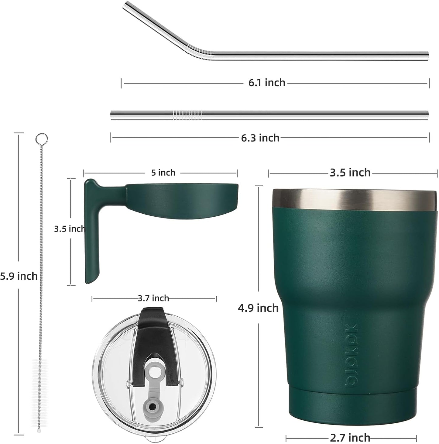 20 oz Tumbler with Handle & Straw, Insulated Stainless Steel Mug | Double Wall Vacuum, Keeps Hot/Cold, Thermal Cup, BPA Free, Dishwasher Safe, Cupholder Fit, Coffee & Travel, Indigo Black