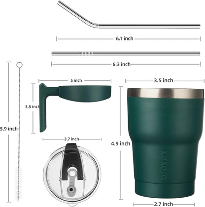 20 oz Tumbler with Handle & Straw, Insulated Stainless Steel Mug | Double Wall Vacuum, Keeps Hot/Cold, Thermal Cup, BPA Free, Dishwasher Safe, Cupholder Fit, Coffee & Travel, Indigo Black
