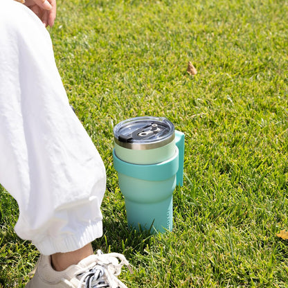 20 oz Tumbler with Handle & Straw, Insulated Stainless Steel Mug | Double Wall Vacuum, Keeps Hot/Cold, Thermal Cup, BPA Free, Dishwasher Safe, Cupholder Fit, Coffee & Travel, Indigo Black