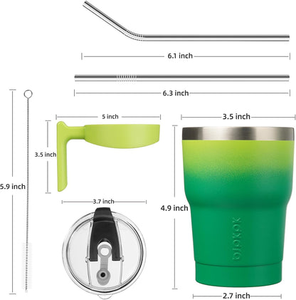 20 oz Tumbler with Handle & Straw, Insulated Stainless Steel Mug | Double Wall Vacuum, Keeps Hot/Cold, Thermal Cup, BPA Free, Dishwasher Safe, Cupholder Fit, Coffee & Travel, Indigo Black