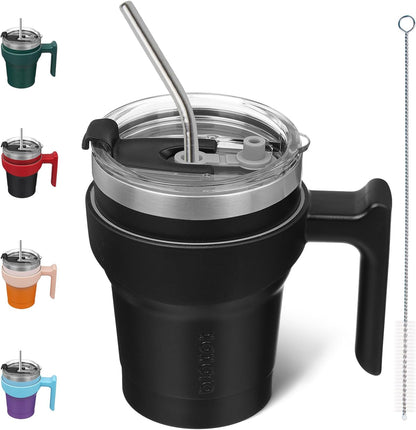 20 oz Tumbler with Handle & Straw, Insulated Stainless Steel Mug | Double Wall Vacuum, Keeps Hot/Cold, Thermal Cup, BPA Free, Dishwasher Safe, Cupholder Fit, Coffee & Travel, Indigo Black