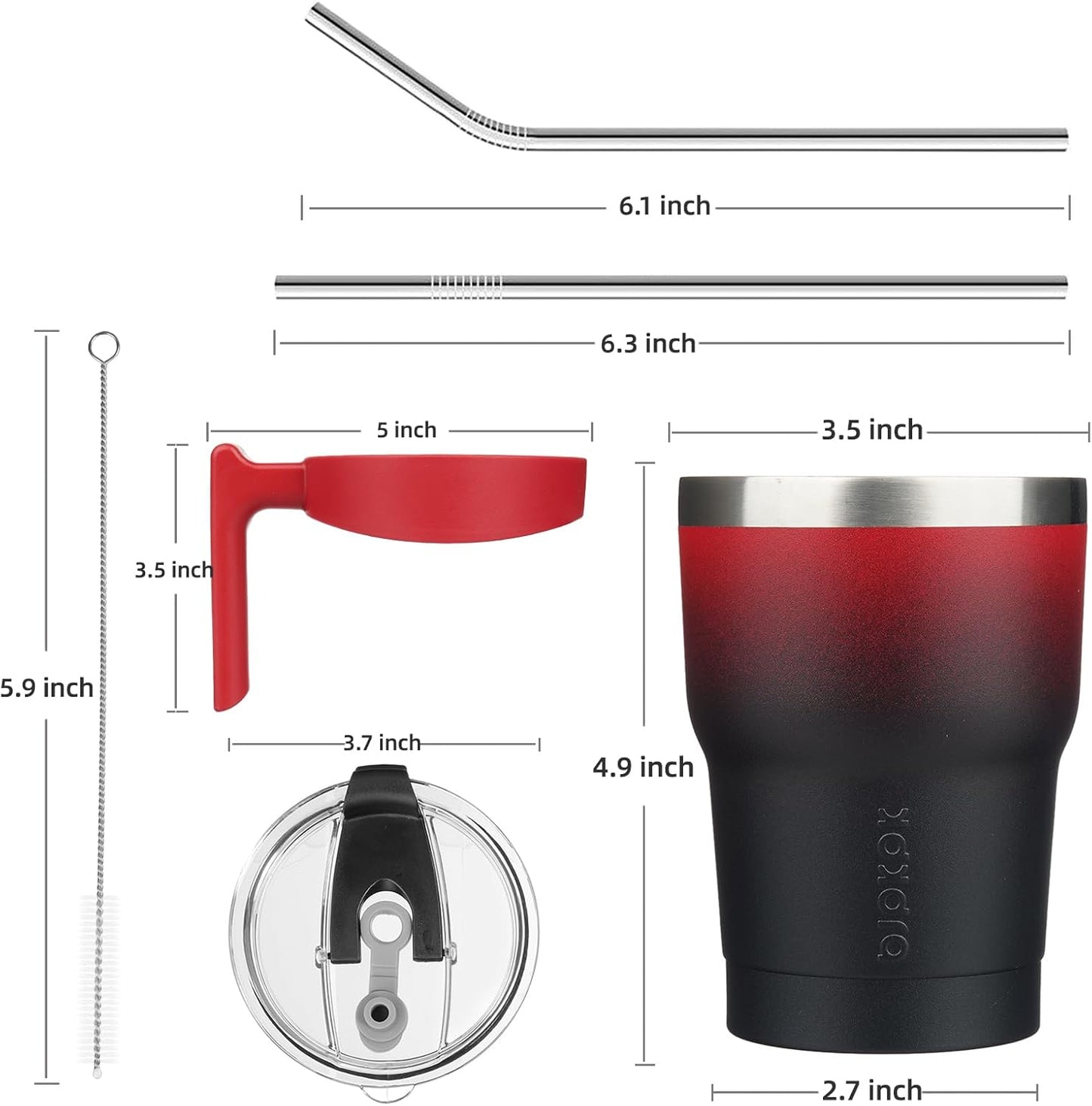 20 oz Tumbler with Handle & Straw, Insulated Stainless Steel Mug | Double Wall Vacuum, Keeps Hot/Cold, Thermal Cup, BPA Free, Dishwasher Safe, Cupholder Fit, Coffee & Travel, Indigo Black
