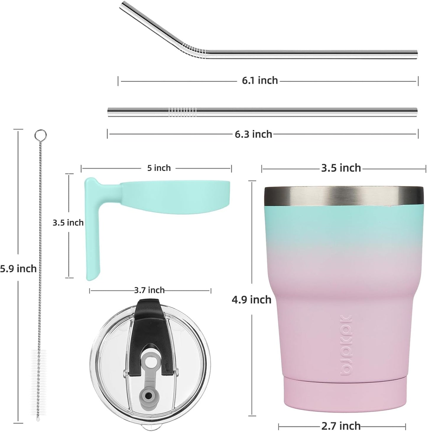 20 oz Tumbler with Handle & Straw, Insulated Stainless Steel Mug | Double Wall Vacuum, Keeps Hot/Cold, Thermal Cup, BPA Free, Dishwasher Safe, Cupholder Fit, Coffee & Travel, Indigo Black