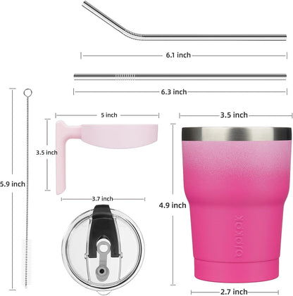 20 oz Tumbler with Handle & Straw, Insulated Stainless Steel Mug | Double Wall Vacuum, Keeps Hot/Cold, Thermal Cup, BPA Free, Dishwasher Safe, Cupholder Fit, Coffee & Travel, Indigo Black