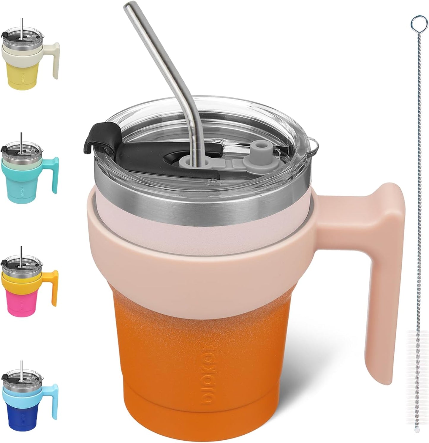 20 oz Tumbler with Handle & Straw, Insulated Stainless Steel Mug | Double Wall Vacuum, Keeps Hot/Cold, Thermal Cup, BPA Free, Dishwasher Safe, Cupholder Fit, Coffee & Travel, Indigo Black