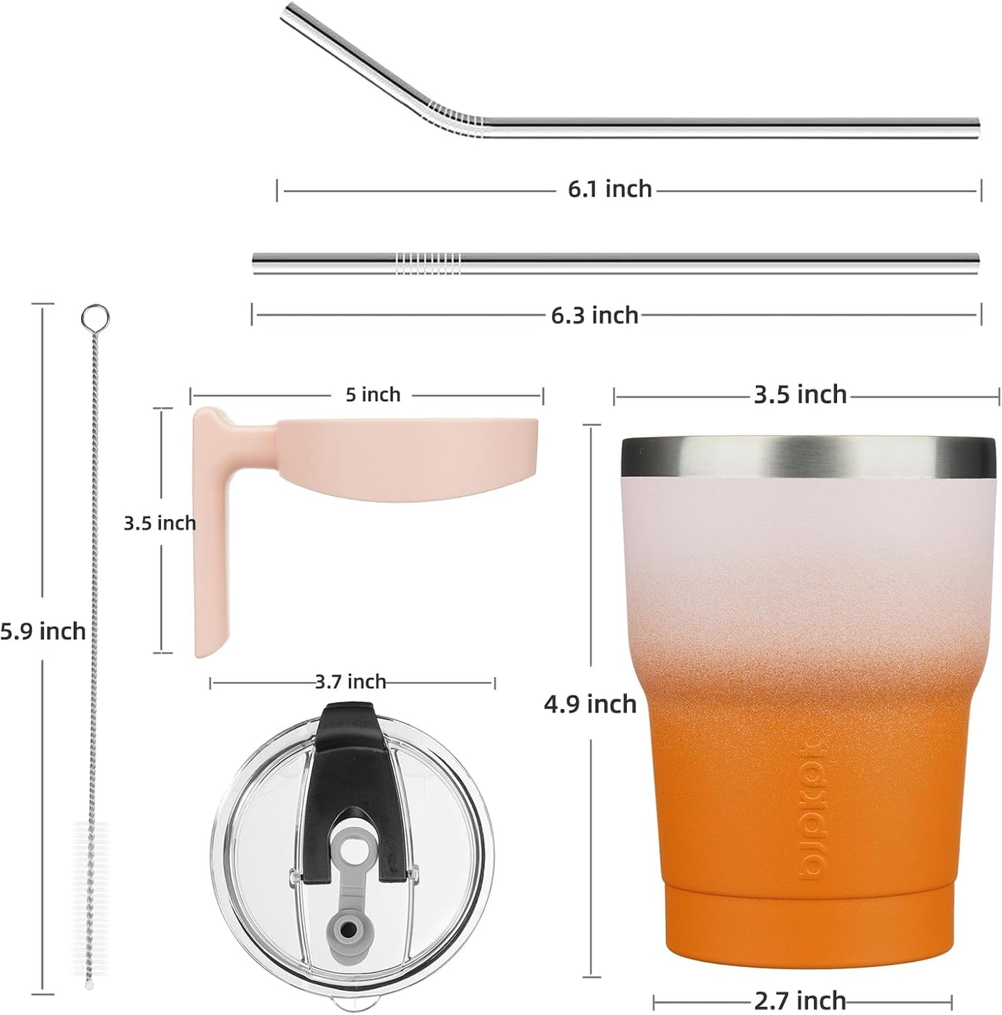 20 oz Tumbler with Handle & Straw, Insulated Stainless Steel Mug | Double Wall Vacuum, Keeps Hot/Cold, Thermal Cup, BPA Free, Dishwasher Safe, Cupholder Fit, Coffee & Travel, Indigo Black