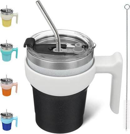 20 oz Tumbler with Handle & Straw, Insulated Stainless Steel Mug | Double Wall Vacuum, Keeps Hot/Cold, Thermal Cup, BPA Free, Dishwasher Safe, Cupholder Fit, Coffee & Travel, Indigo Black