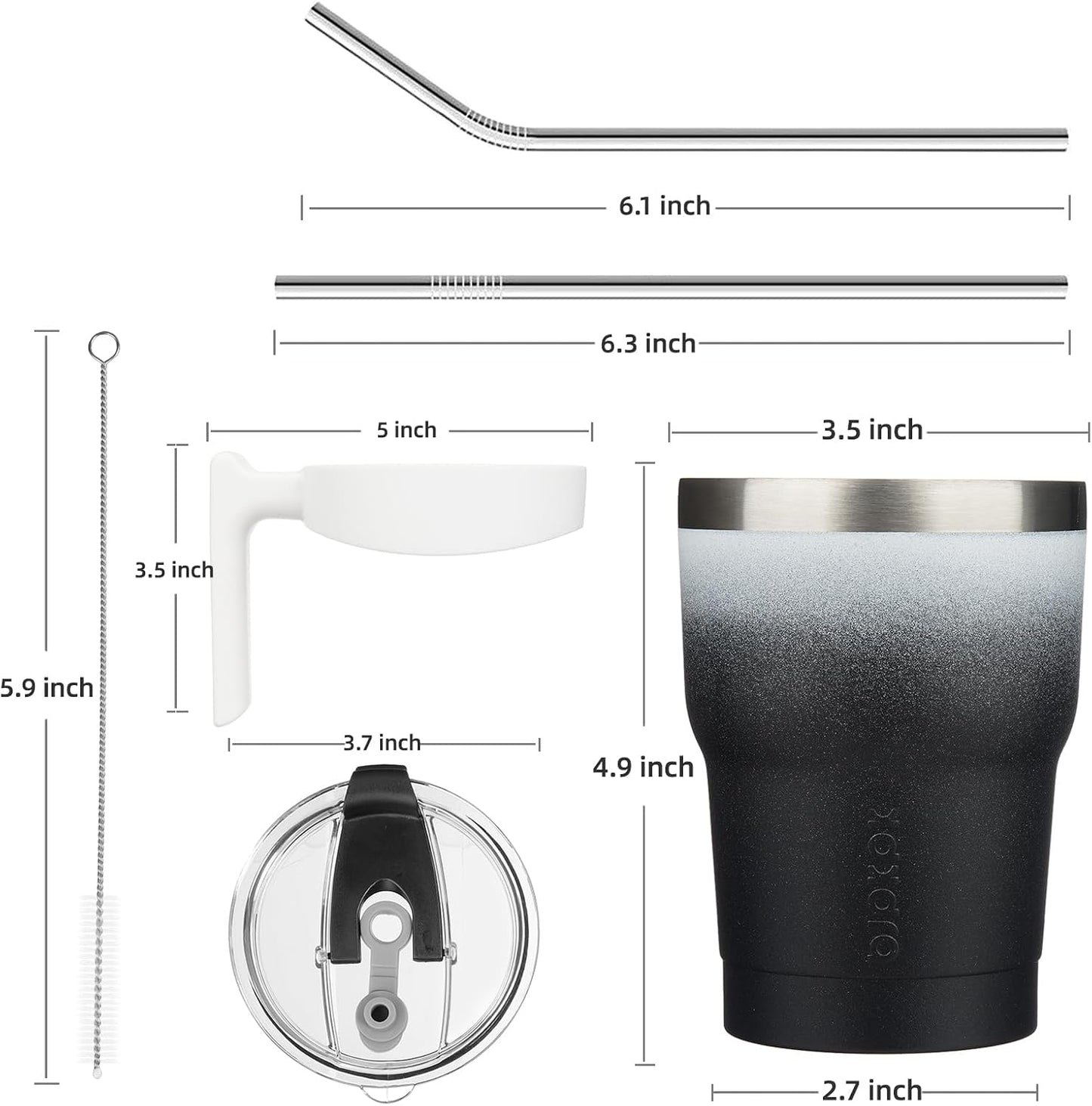 20 oz Tumbler with Handle & Straw, Insulated Stainless Steel Mug | Double Wall Vacuum, Keeps Hot/Cold, Thermal Cup, BPA Free, Dishwasher Safe, Cupholder Fit, Coffee & Travel, Indigo Black