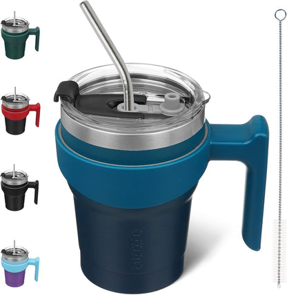 20 oz Tumbler with Handle & Straw, Insulated Stainless Steel Mug | Double Wall Vacuum, Keeps Hot/Cold, Thermal Cup, BPA Free, Dishwasher Safe, Cupholder Fit, Coffee & Travel, Indigo Black