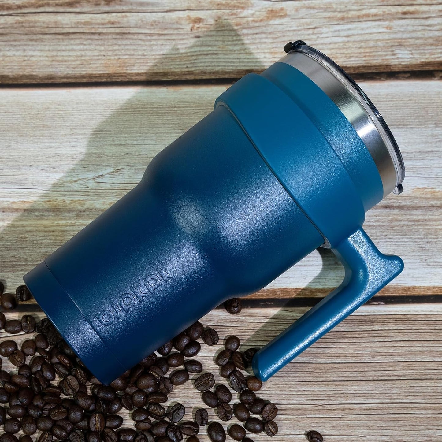 20 oz Tumbler with Handle & Straw, Insulated Stainless Steel Mug | Double Wall Vacuum, Keeps Hot/Cold, Thermal Cup, BPA Free, Dishwasher Safe, Cupholder Fit, Coffee & Travel, Indigo Black