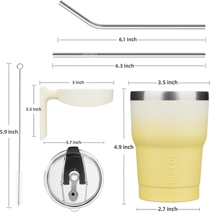 20 oz Tumbler with Handle & Straw, Insulated Stainless Steel Mug | Double Wall Vacuum, Keeps Hot/Cold, Thermal Cup, BPA Free, Dishwasher Safe, Cupholder Fit, Coffee & Travel, Indigo Black