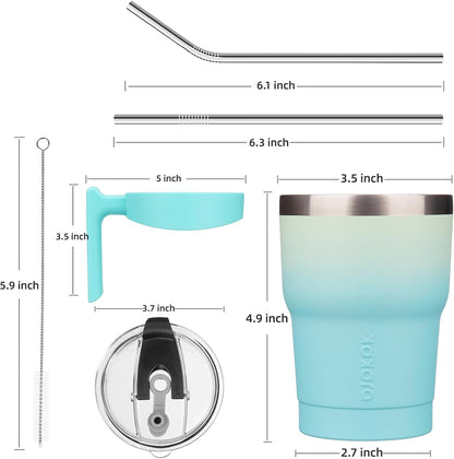 20 oz Tumbler with Handle & Straw, Insulated Stainless Steel Mug | Double Wall Vacuum, Keeps Hot/Cold, Thermal Cup, BPA Free, Dishwasher Safe, Cupholder Fit, Coffee & Travel, Indigo Black