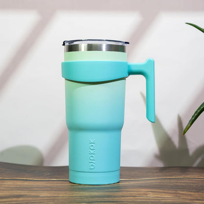 20 oz Tumbler with Handle & Straw, Insulated Stainless Steel Mug | Double Wall Vacuum, Keeps Hot/Cold, Thermal Cup, BPA Free, Dishwasher Safe, Cupholder Fit, Coffee & Travel, Indigo Black