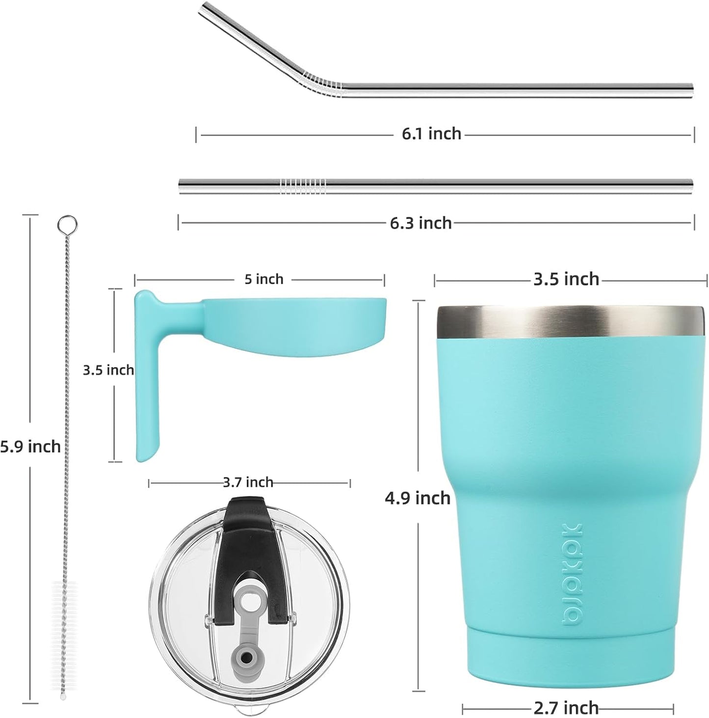 20 oz Tumbler with Handle & Straw, Insulated Stainless Steel Mug | Double Wall Vacuum, Keeps Hot/Cold, Thermal Cup, BPA Free, Dishwasher Safe, Cupholder Fit, Coffee & Travel, Indigo Black