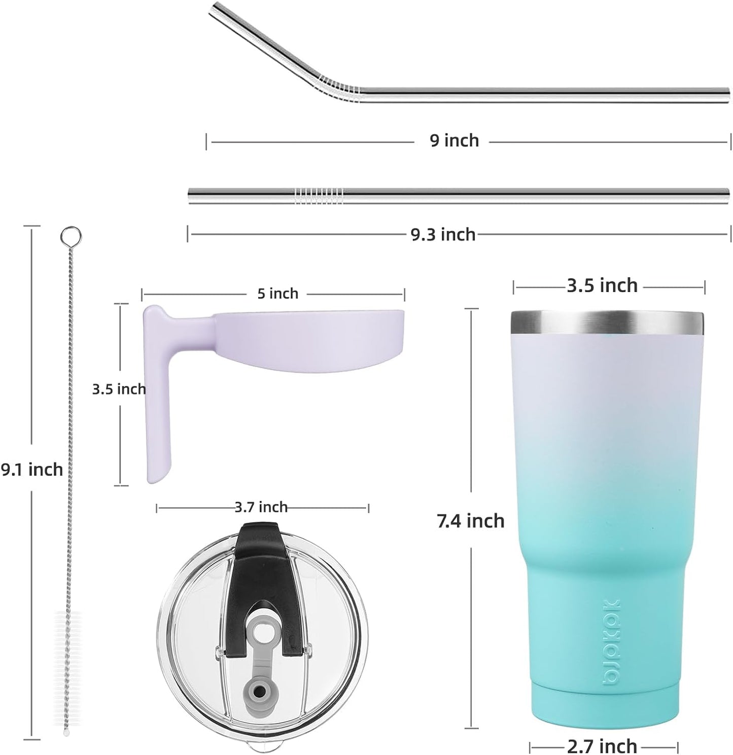 20 oz Tumbler with Handle & Straw, Insulated Stainless Steel Mug | Double Wall Vacuum, Keeps Hot/Cold, Thermal Cup, BPA Free, Dishwasher Safe, Cupholder Fit, Coffee & Travel, Indigo Black