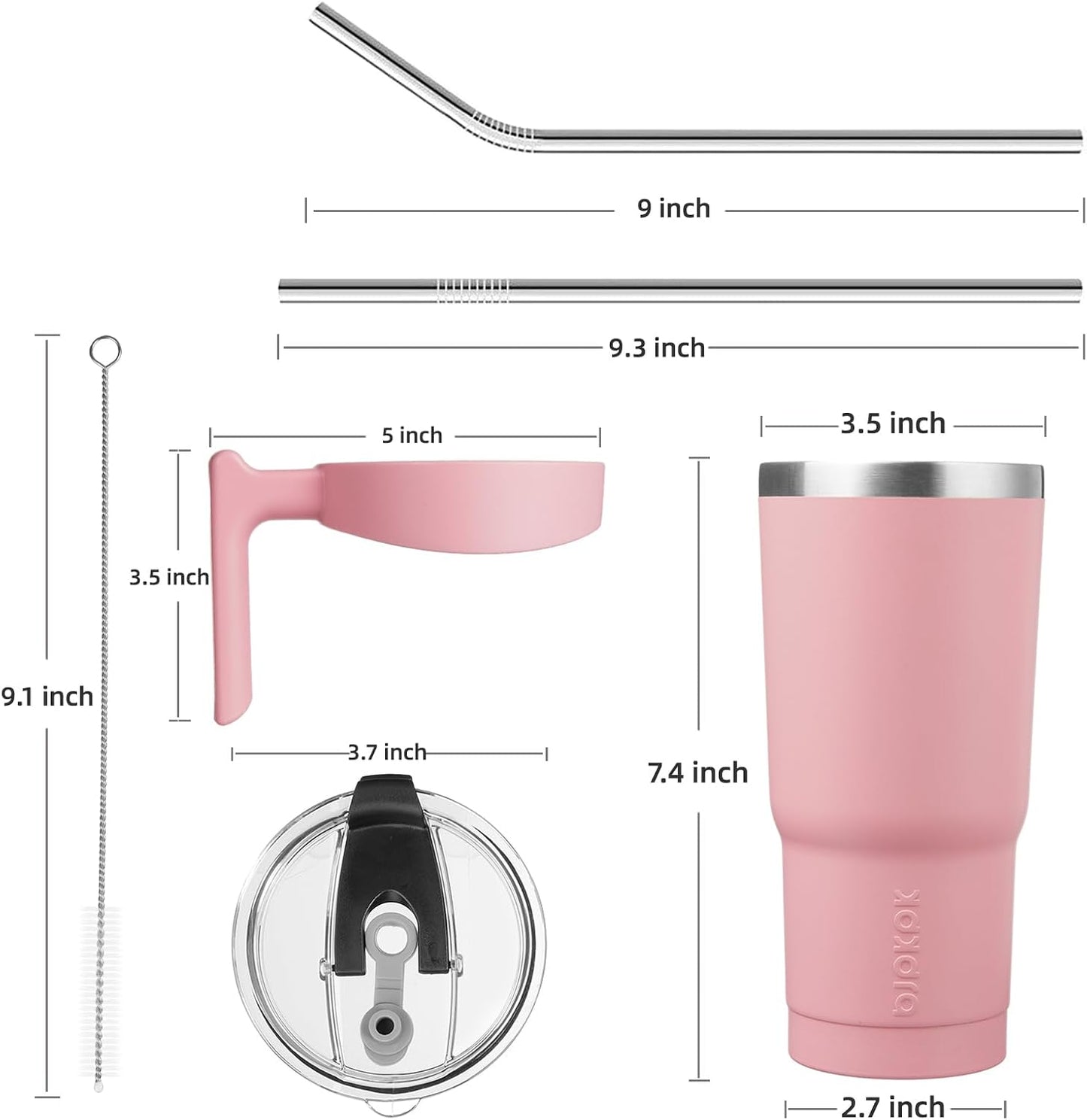 20 oz Tumbler with Handle & Straw, Insulated Stainless Steel Mug | Double Wall Vacuum, Keeps Hot/Cold, Thermal Cup, BPA Free, Dishwasher Safe, Cupholder Fit, Coffee & Travel, Indigo Black