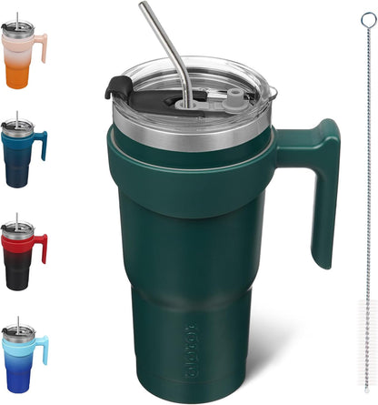 20 oz Tumbler with Handle & Straw, Insulated Stainless Steel Mug | Double Wall Vacuum, Keeps Hot/Cold, Thermal Cup, BPA Free, Dishwasher Safe, Cupholder Fit, Coffee & Travel, Indigo Black