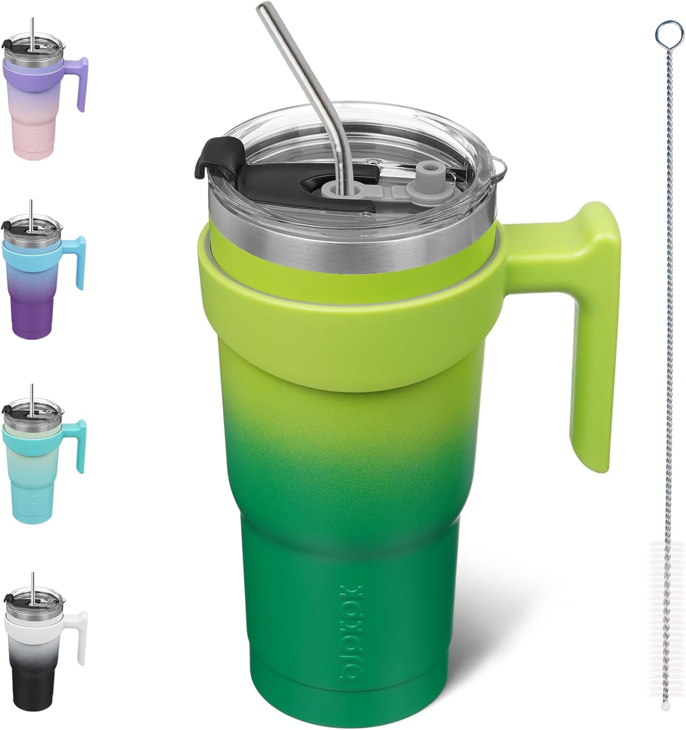 20 oz Tumbler with Handle & Straw, Insulated Stainless Steel Mug | Double Wall Vacuum, Keeps Hot/Cold, Thermal Cup, BPA Free, Dishwasher Safe, Cupholder Fit, Coffee & Travel, Indigo Black