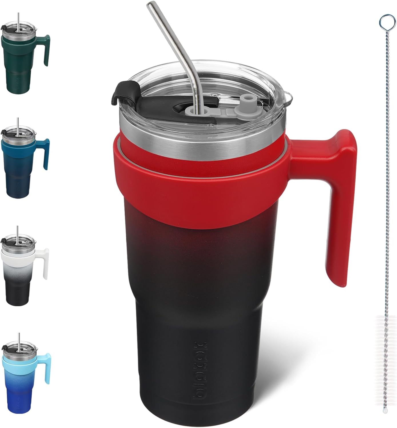 20 oz Tumbler with Handle & Straw, Insulated Stainless Steel Mug | Double Wall Vacuum, Keeps Hot/Cold, Thermal Cup, BPA Free, Dishwasher Safe, Cupholder Fit, Coffee & Travel, Indigo Black