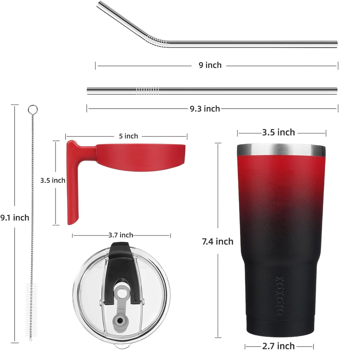 20 oz Tumbler with Handle & Straw, Insulated Stainless Steel Mug | Double Wall Vacuum, Keeps Hot/Cold, Thermal Cup, BPA Free, Dishwasher Safe, Cupholder Fit, Coffee & Travel, Indigo Black