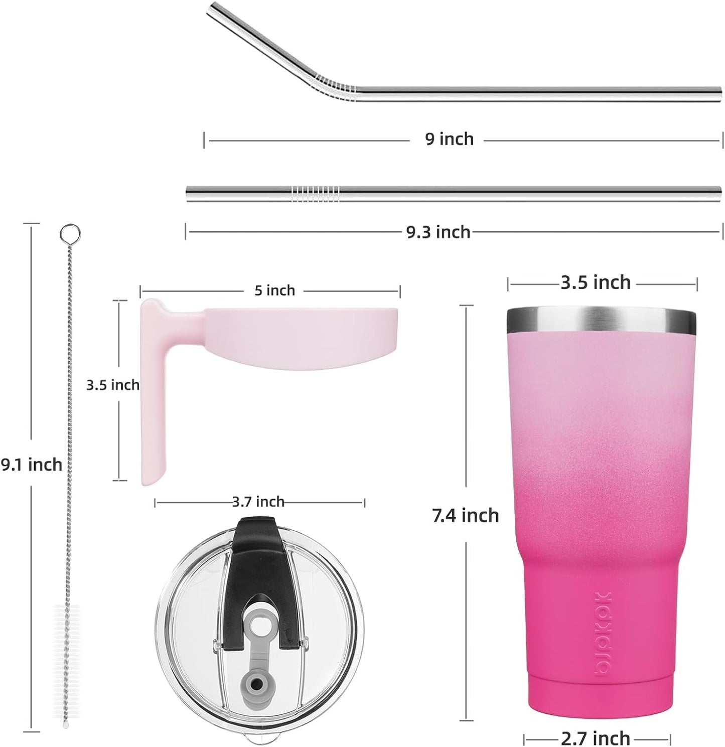 20 oz Tumbler with Handle & Straw, Insulated Stainless Steel Mug | Double Wall Vacuum, Keeps Hot/Cold, Thermal Cup, BPA Free, Dishwasher Safe, Cupholder Fit, Coffee & Travel, Indigo Black