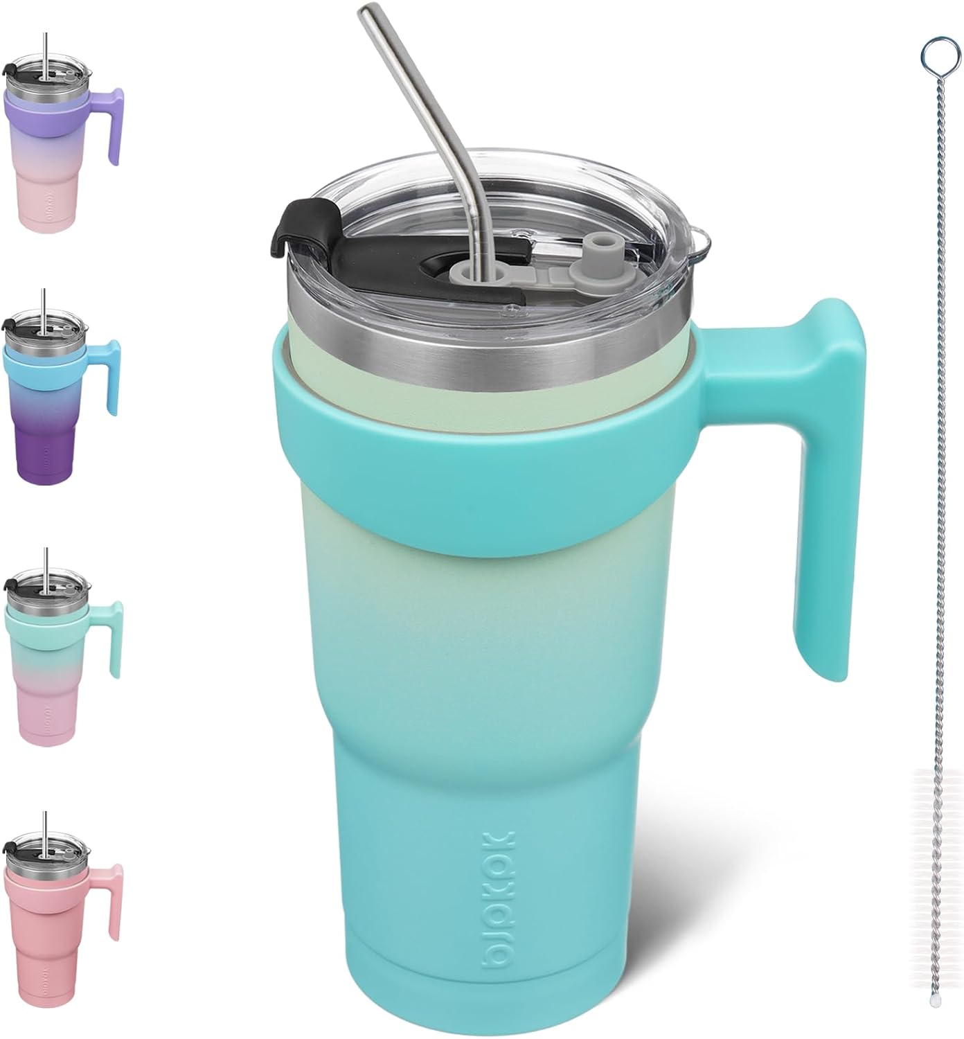 20 oz Tumbler with Handle & Straw, Insulated Stainless Steel Mug | Double Wall Vacuum, Keeps Hot/Cold, Thermal Cup, BPA Free, Dishwasher Safe, Cupholder Fit, Coffee & Travel, Indigo Black