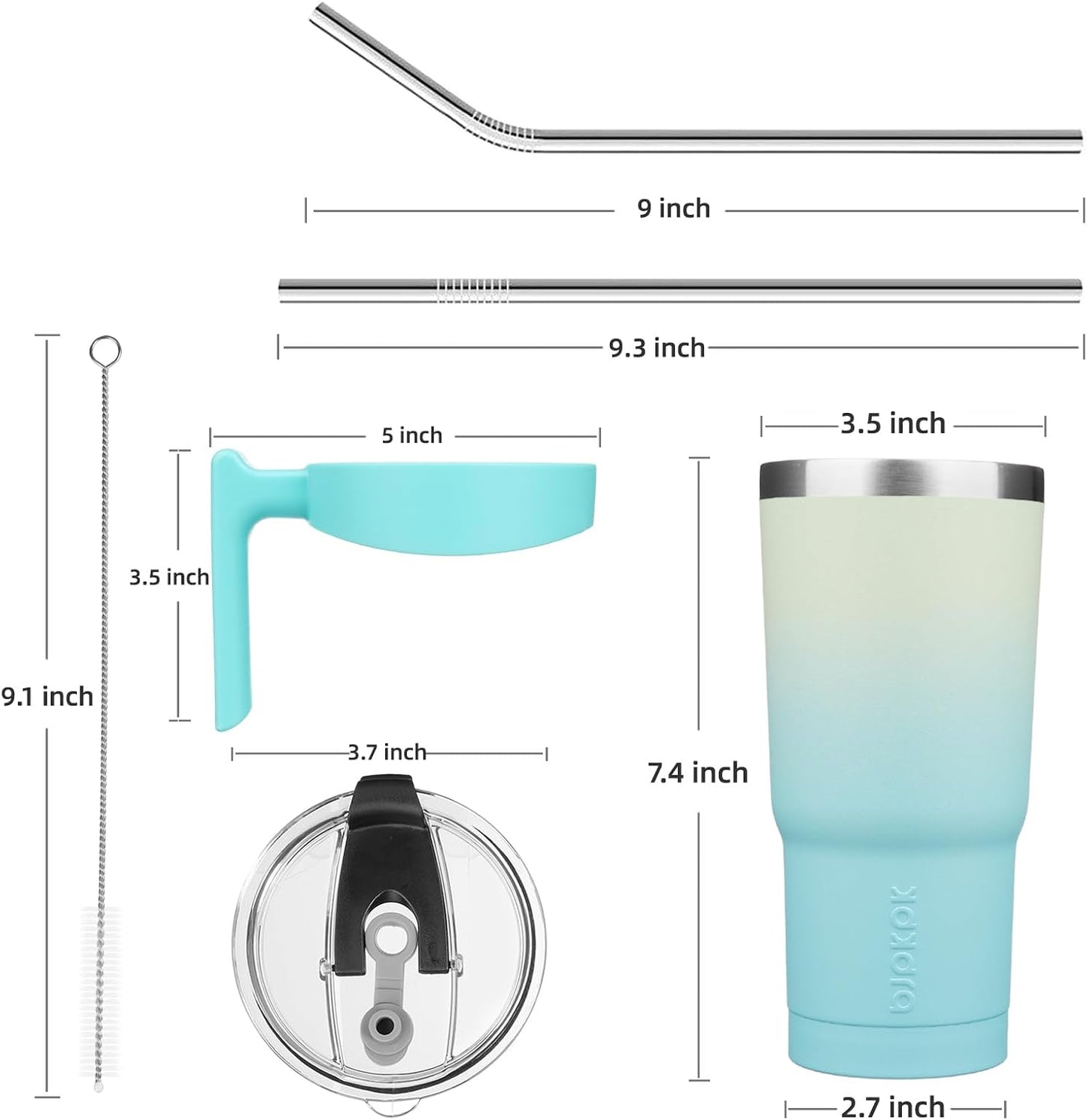 20 oz Tumbler with Handle & Straw, Insulated Stainless Steel Mug | Double Wall Vacuum, Keeps Hot/Cold, Thermal Cup, BPA Free, Dishwasher Safe, Cupholder Fit, Coffee & Travel, Indigo Black