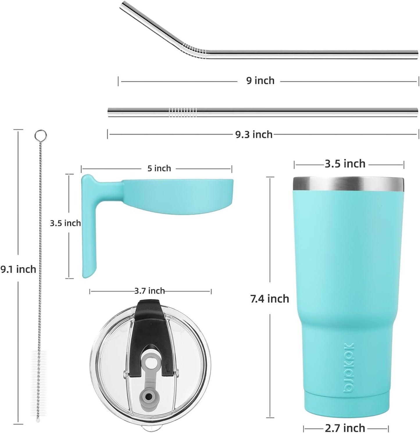 20 oz Tumbler with Handle & Straw, Insulated Stainless Steel Mug | Double Wall Vacuum, Keeps Hot/Cold, Thermal Cup, BPA Free, Dishwasher Safe, Cupholder Fit, Coffee & Travel, Indigo Black