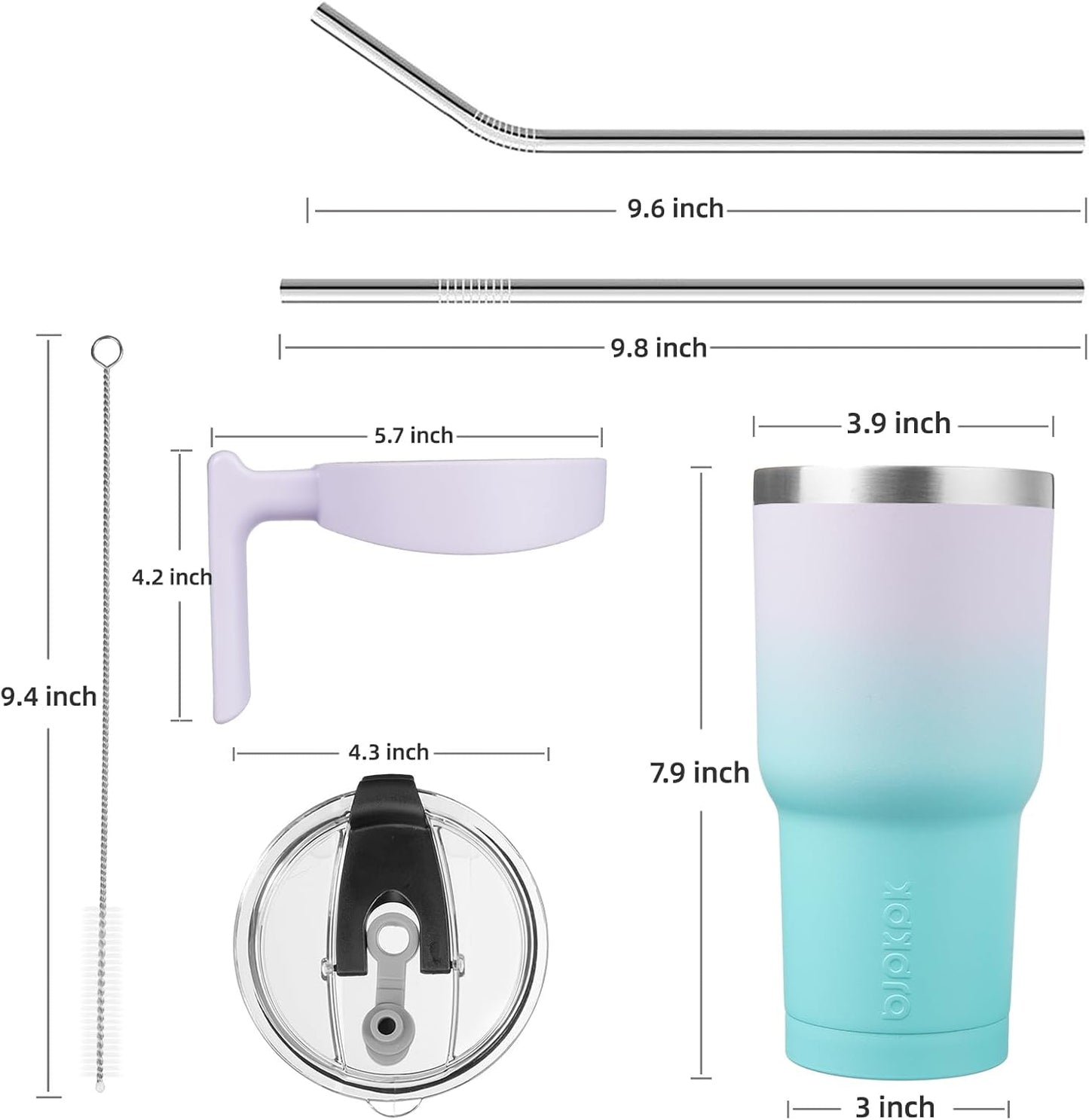20 oz Tumbler with Handle & Straw, Insulated Stainless Steel Mug | Double Wall Vacuum, Keeps Hot/Cold, Thermal Cup, BPA Free, Dishwasher Safe, Cupholder Fit, Coffee & Travel, Indigo Black