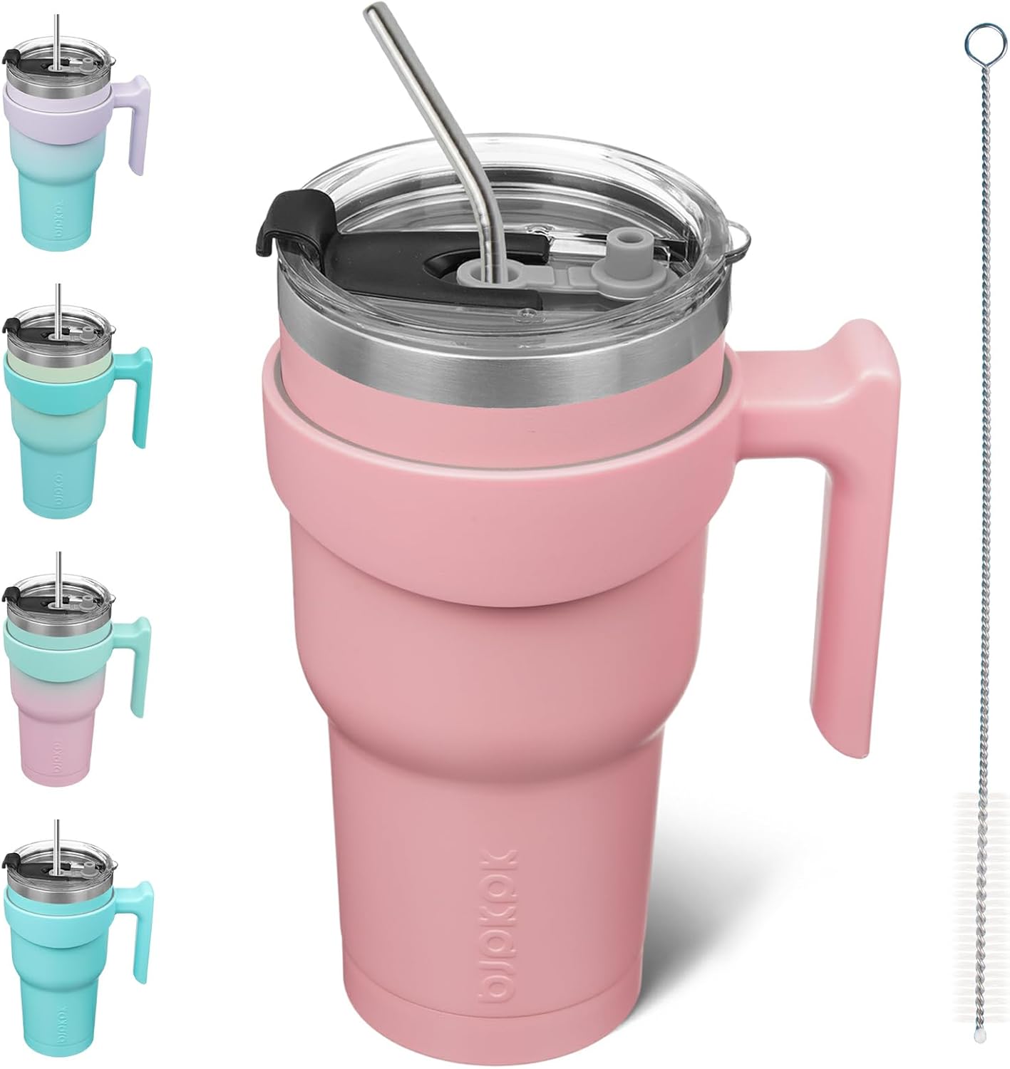 20 oz Tumbler with Handle & Straw, Insulated Stainless Steel Mug | Double Wall Vacuum, Keeps Hot/Cold, Thermal Cup, BPA Free, Dishwasher Safe, Cupholder Fit, Coffee & Travel, Indigo Black
