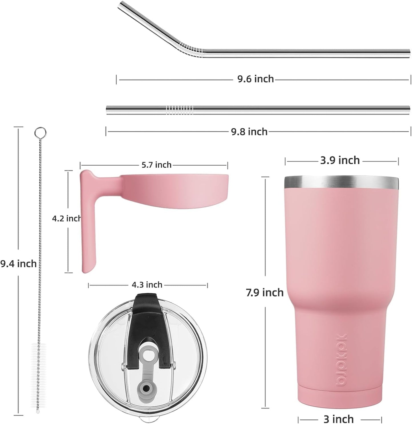 20 oz Tumbler with Handle & Straw, Insulated Stainless Steel Mug | Double Wall Vacuum, Keeps Hot/Cold, Thermal Cup, BPA Free, Dishwasher Safe, Cupholder Fit, Coffee & Travel, Indigo Black