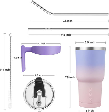 20 oz Tumbler with Handle & Straw, Insulated Stainless Steel Mug | Double Wall Vacuum, Keeps Hot/Cold, Thermal Cup, BPA Free, Dishwasher Safe, Cupholder Fit, Coffee & Travel, Indigo Black