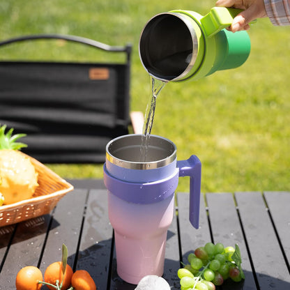 20 oz Tumbler with Handle & Straw, Insulated Stainless Steel Mug | Double Wall Vacuum, Keeps Hot/Cold, Thermal Cup, BPA Free, Dishwasher Safe, Cupholder Fit, Coffee & Travel, Indigo Black