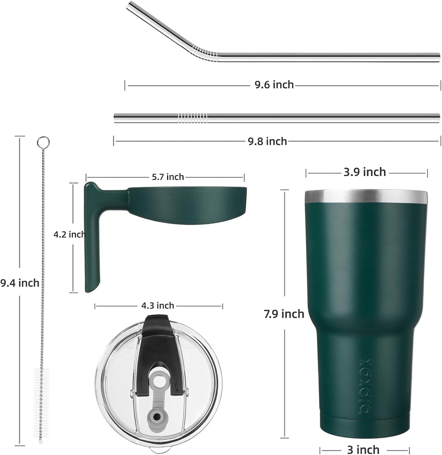 20 oz Tumbler with Handle & Straw, Insulated Stainless Steel Mug | Double Wall Vacuum, Keeps Hot/Cold, Thermal Cup, BPA Free, Dishwasher Safe, Cupholder Fit, Coffee & Travel, Indigo Black