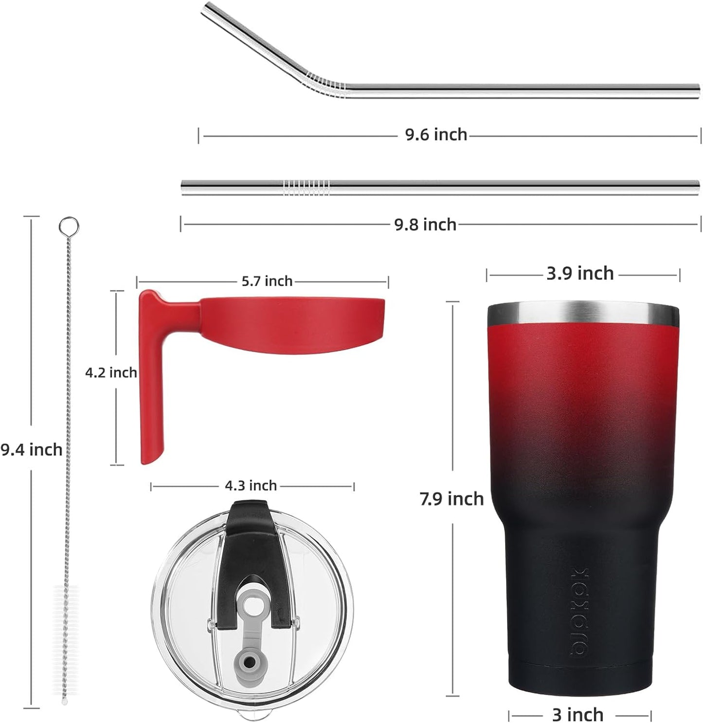 20 oz Tumbler with Handle & Straw, Insulated Stainless Steel Mug | Double Wall Vacuum, Keeps Hot/Cold, Thermal Cup, BPA Free, Dishwasher Safe, Cupholder Fit, Coffee & Travel, Indigo Black