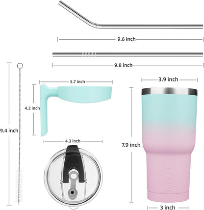 20 oz Tumbler with Handle & Straw, Insulated Stainless Steel Mug | Double Wall Vacuum, Keeps Hot/Cold, Thermal Cup, BPA Free, Dishwasher Safe, Cupholder Fit, Coffee & Travel, Indigo Black