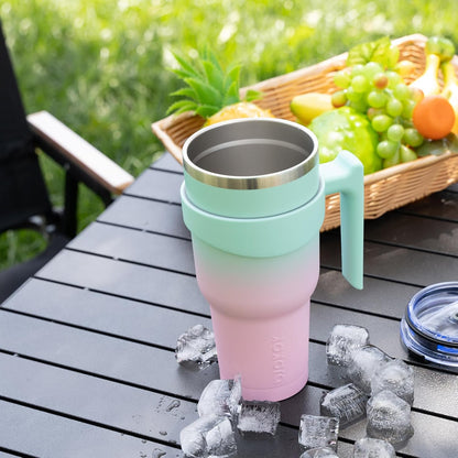 20 oz Tumbler with Handle & Straw, Insulated Stainless Steel Mug | Double Wall Vacuum, Keeps Hot/Cold, Thermal Cup, BPA Free, Dishwasher Safe, Cupholder Fit, Coffee & Travel, Indigo Black