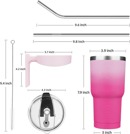 20 oz Tumbler with Handle & Straw, Insulated Stainless Steel Mug | Double Wall Vacuum, Keeps Hot/Cold, Thermal Cup, BPA Free, Dishwasher Safe, Cupholder Fit, Coffee & Travel, Indigo Black